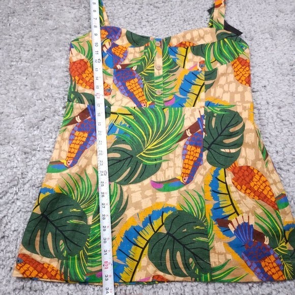House of Harlow 1960 Linen Blend Toucan Tropical Mini Dress NWT Women's Size XL - Picture 6 of 14